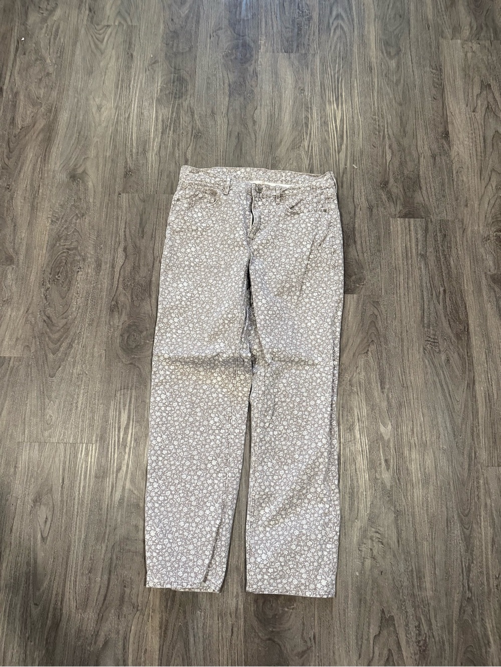 American Eagle Outfitters Light Gray Floral Wide-Leg Jeans